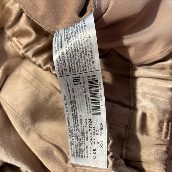 MNG Sz XL Gold Cargo Pants Satin Shiny Finish Slinky Pull On Elastic Waist NEW - Picture 8 of 11